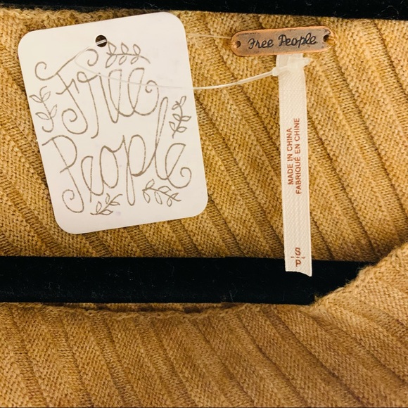 Free People Love & Harmony Wool Blend Asymmetric Hem Sweater Tan size S - Picture 11 of 13